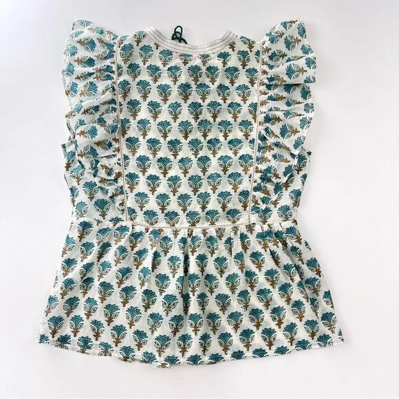 OLIPHANT flirty tie top in blue/gold lotus Size S - Picture 6 of 9